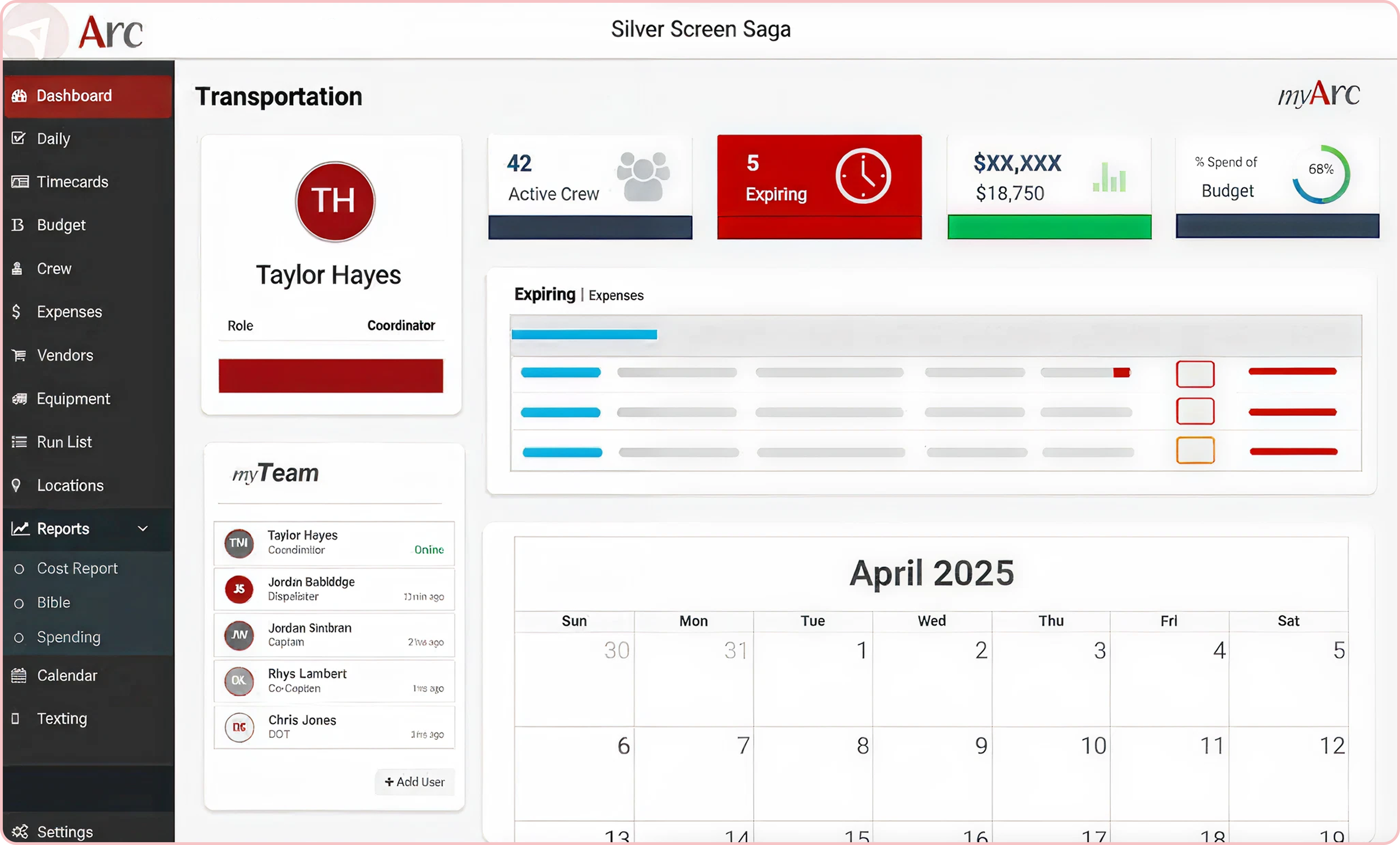 Call Sheet, Budget, Purchase Orders, Payroll, Timecards